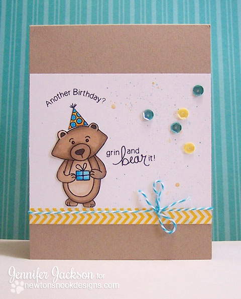 Another Birthday Bear Card by Jennifer Jackson | Winston's Birthday stamp set by Newton's Nook Designs