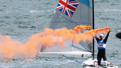 Ben Ainslie of Great Britain celebrates victory