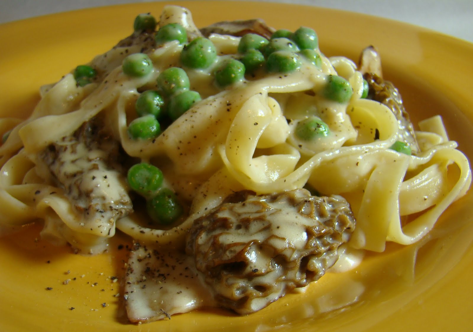 Pasta with Morel Cream Sauce and Peas
