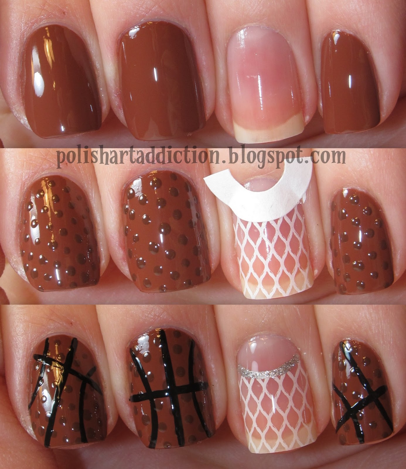 Basketball Nails ~ PinkGrayChevron Then remove the sticker and apply Sally Hansen Celeb City to the dividing line. Use a black nail art striper to apply the basketball lines. - Basketball Nails ~ PinkGrayChevron