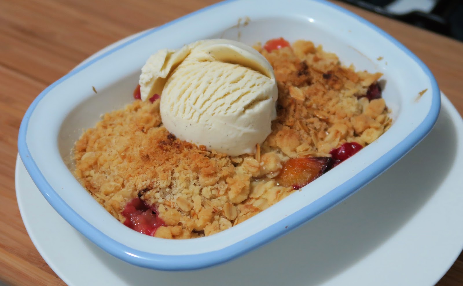 Plum crumble adapted from Nigella Lawson.