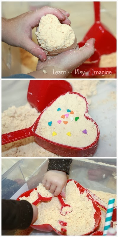 Valentine's sensory play for toddlers with just two ingredients and some simple props 