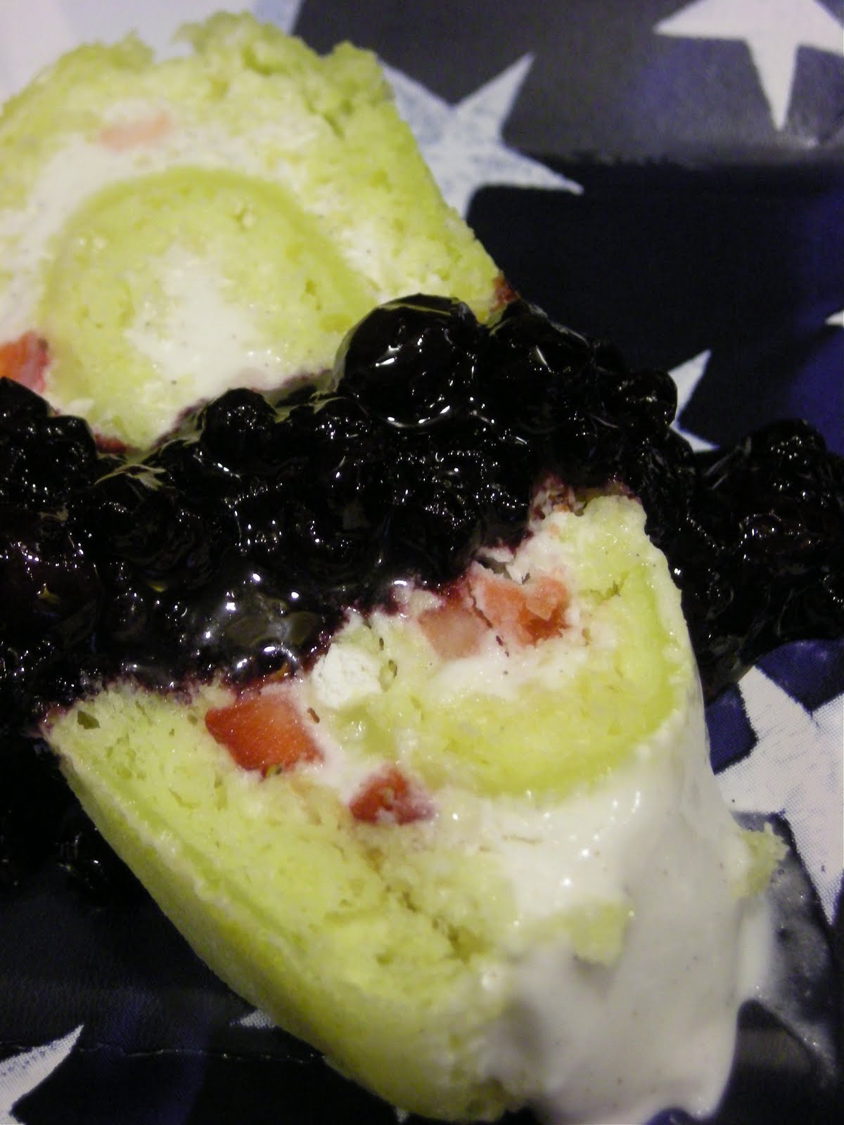 Hit Me With A Frying Pan Red, White and Blue Ice Cream Sponge Cake