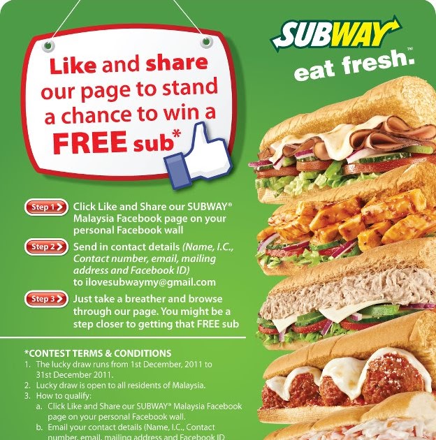 Malaysia Free Sample Giveaway Subway FREE Subway Sandwiches
