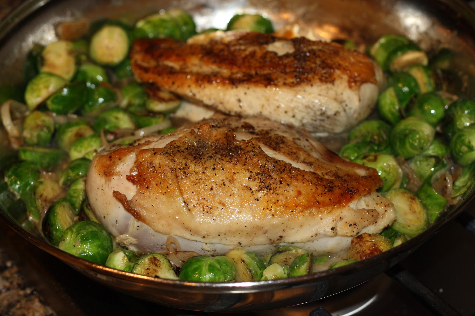 what's for dinner? braised chicken and brussels sprouts... 45 minutes