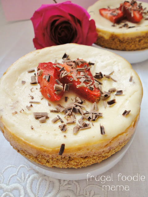 Lighter Strawberry Cheesecakes for Two | Frugal Foodie Mama
