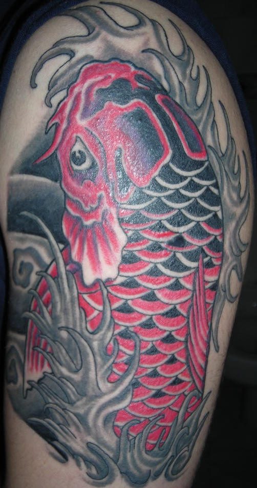 Small koi fish tattoo Red and black koi fish tattoo