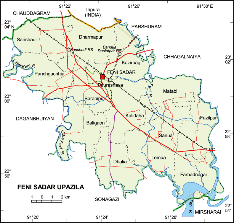 feni bangladesh map