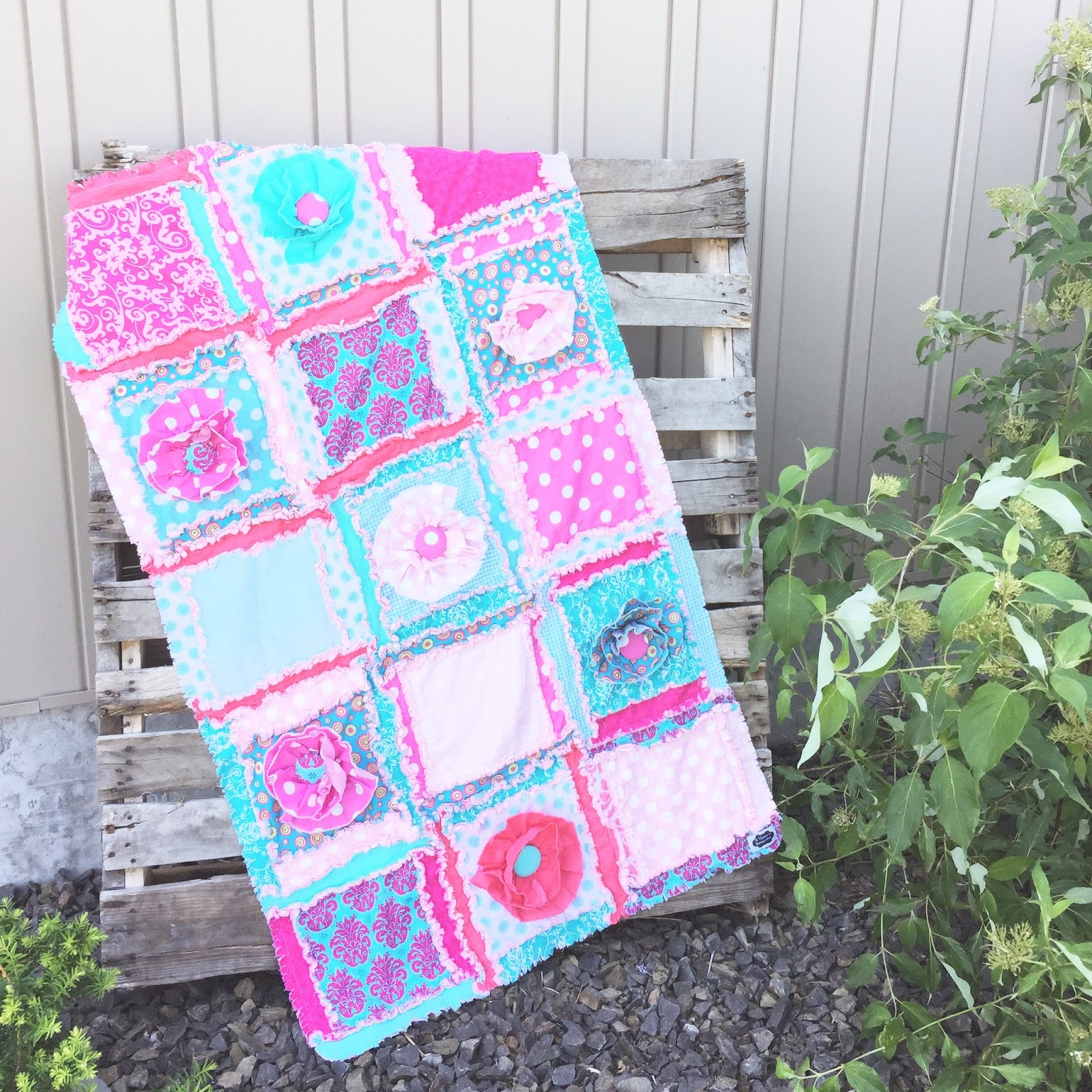 Pastel Frilly Baby Girl Rag Quilt for an Infant Crib by A Vision to Remember A Vision to