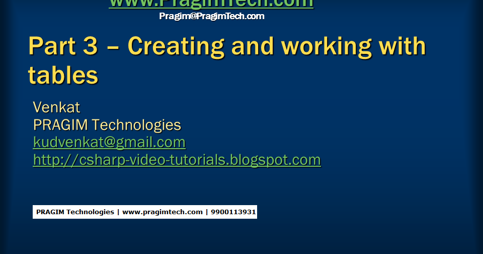 Sql server, and c video tutorial Part 3 Creating and working