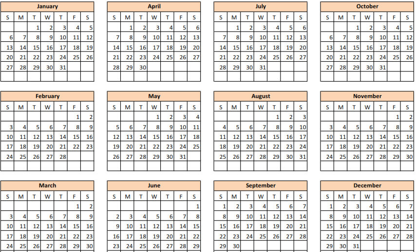 printable year calendar 2013