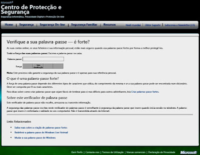 Verificar Força das Palavras Passe