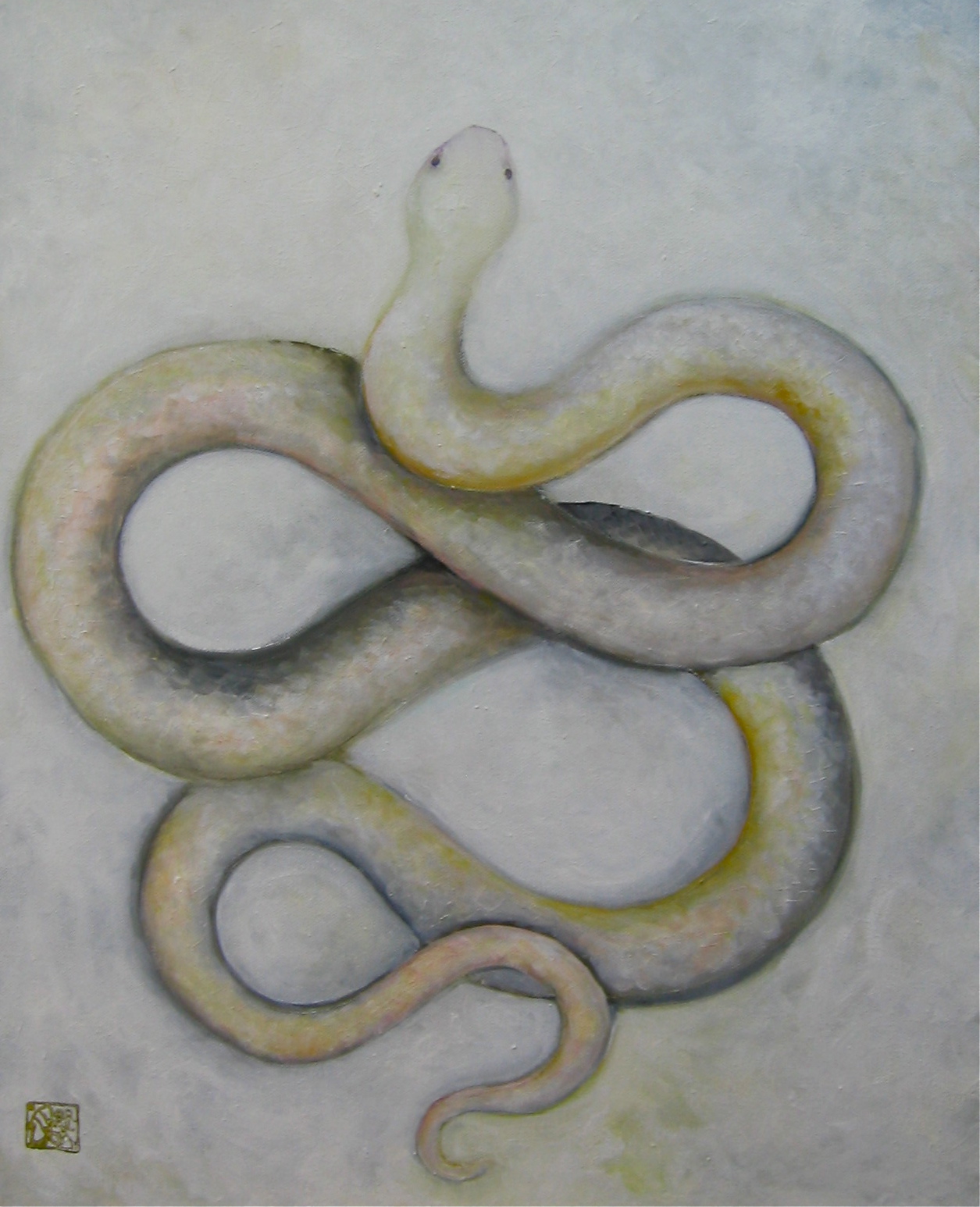 Hellenne Vermillion Art Kundalini White Spirit Snake Oil Painting