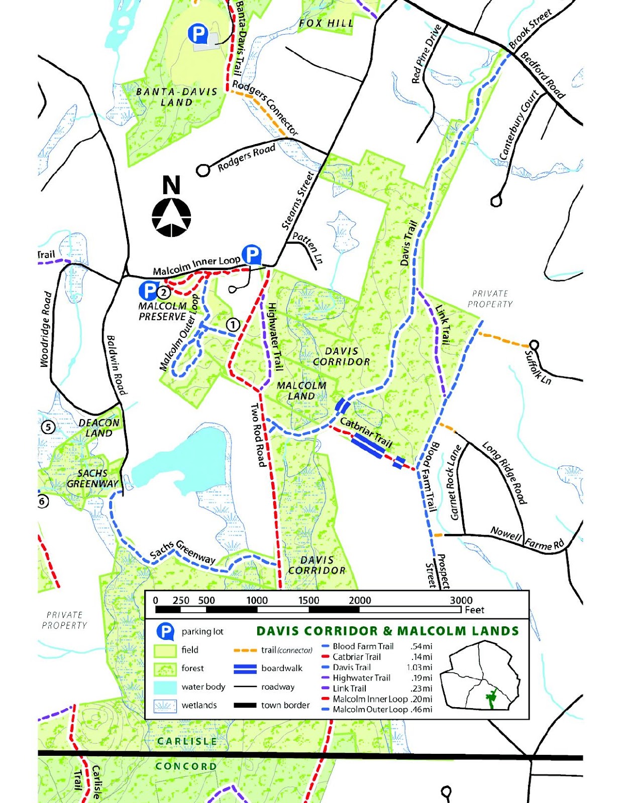 Estabrook Woods Trail Map On The Land Cr Properties With Public Access Estabrook Woods Part 2 Trails In Carlisle Ma