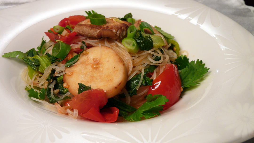 King Oyster Mushrooms with Bok Choy Rice Noodles