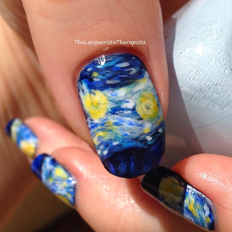 Van Gogh; Starry Night; nail art; impressionist