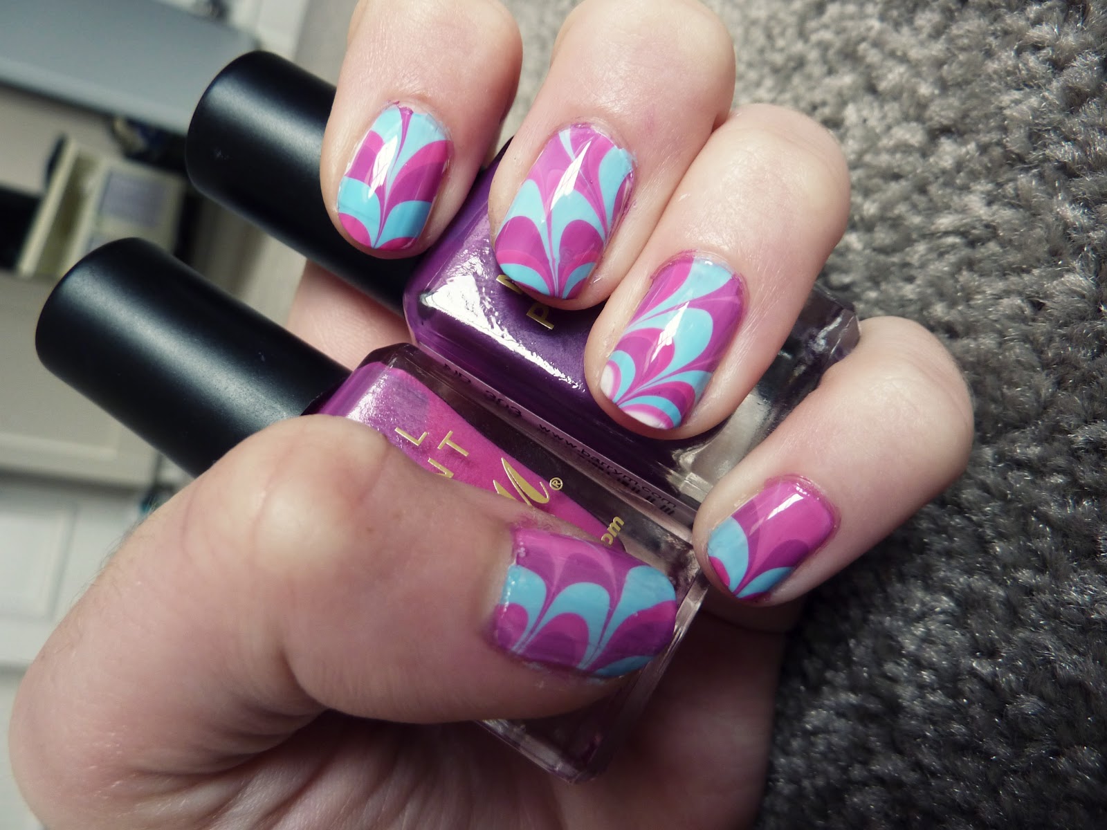 Summer Water Marbling Nails(with video tutorial!!)