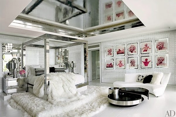Interiors By Jacquin: Add A Touch Of Glamour With Mirrored Furniture ... white bedroom (below) with a mirrored canopy bed. It's definitely conveying that Hollywood-esque, I'm worth a million bucks feel right? - Interiors By Jacquin: Add A Touch Of Glamour With Mirrored Furniture