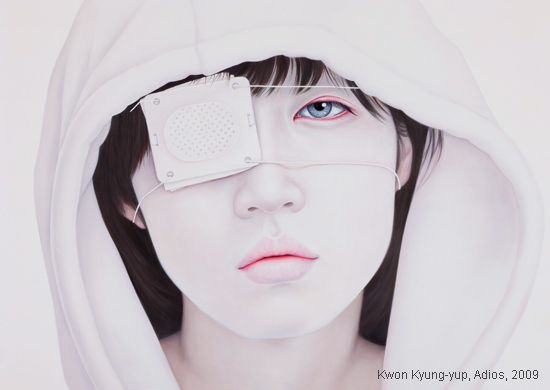 Kwon Kyung-yup pinturas mulheres frágeis machucadas bandagens curativos