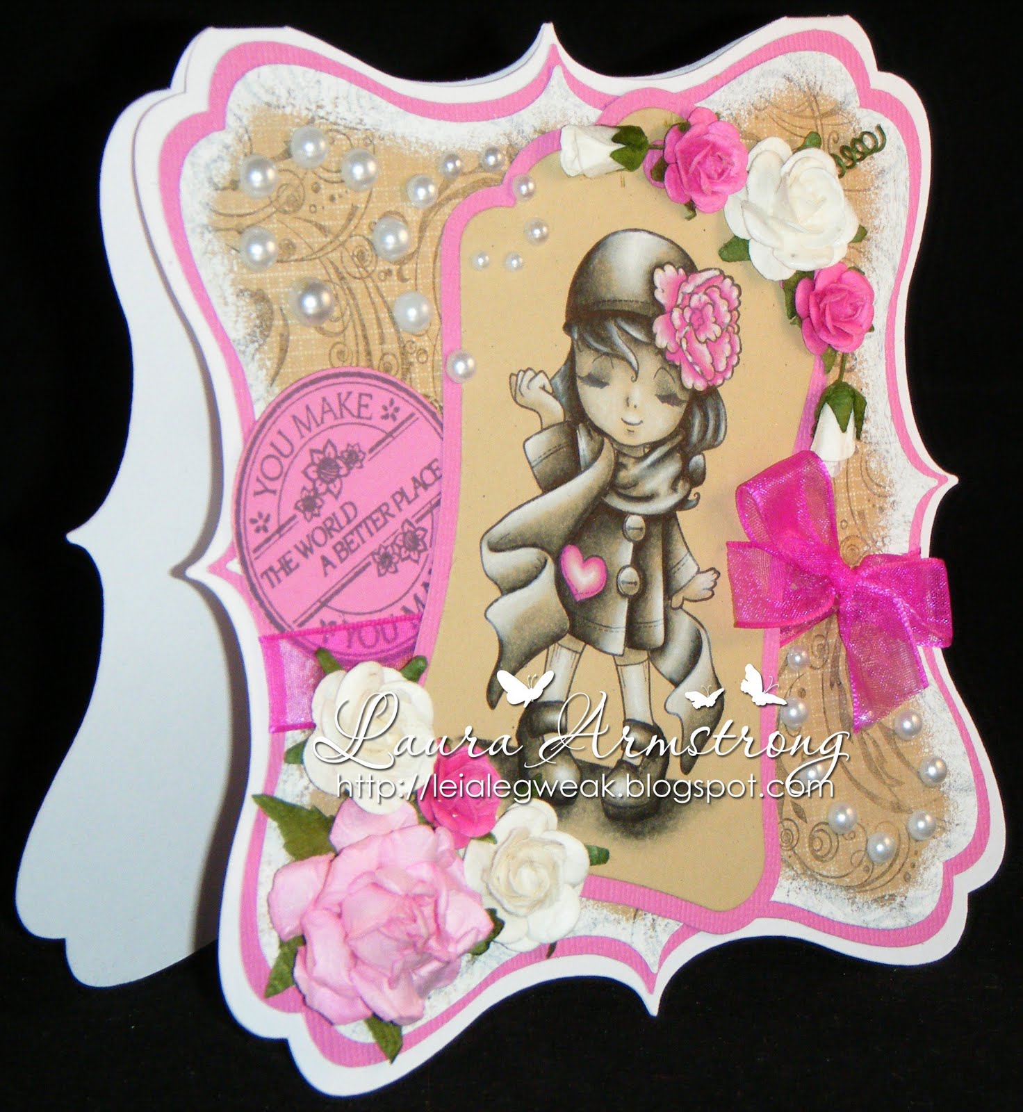Leia Legweak's Handmade Crafts Pink Kraft Card
