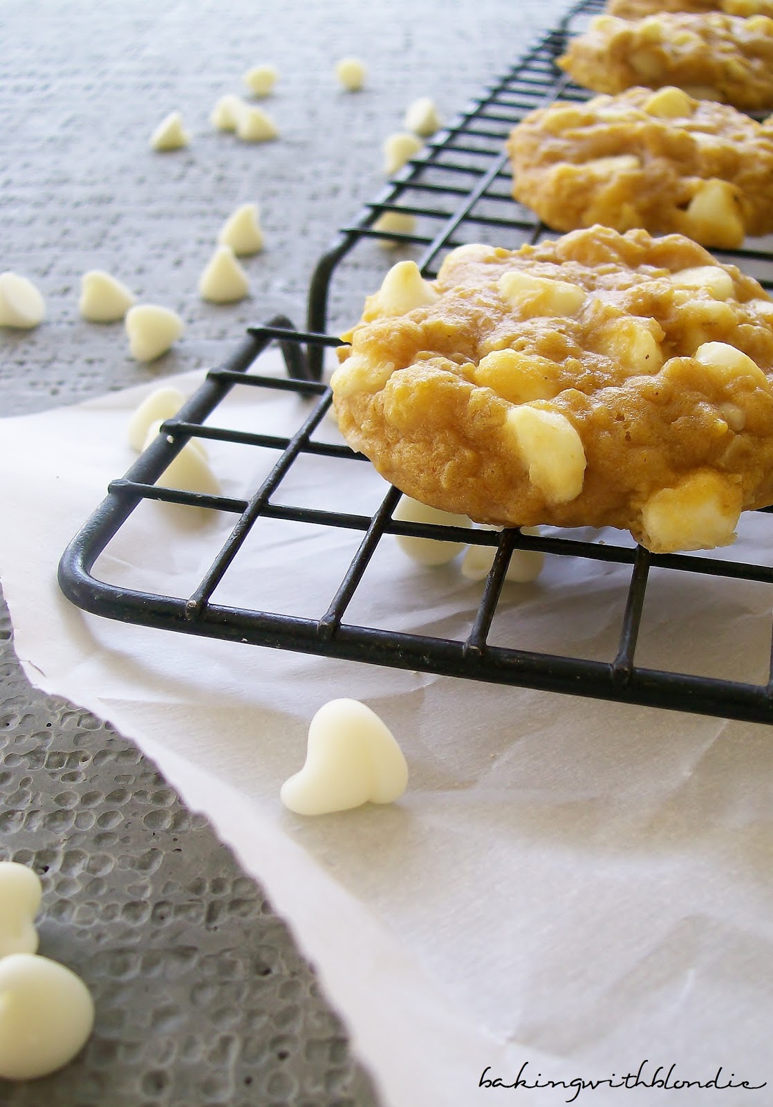 Pumpkin and White Chocolate Chip Macadamia Nut Cookies