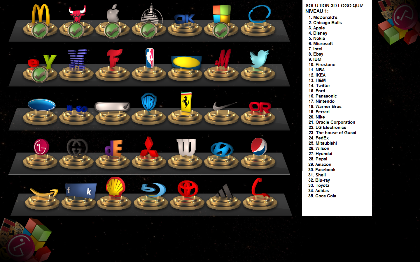 3d logo quiz windows solution niveau 1 Toutes les solutions réponses des jeux android iphone