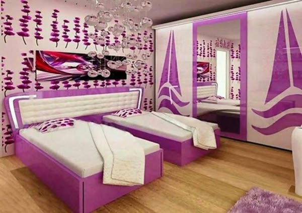 Modernos dormitorios de adolescentes color lila - Colores en Casa