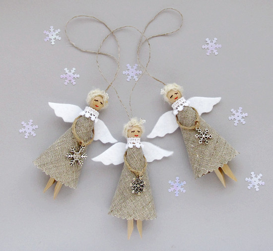 Burlap Christmas Angels, декор для елки