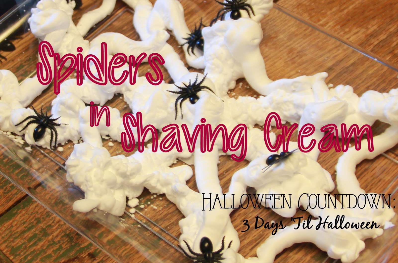 Pancakes in Bed Halloween Countdown Spiders in Shaving Cream