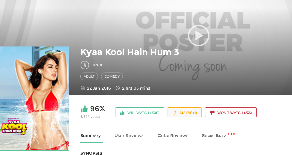 Kyaa Kool Hain Hum 3 movie 720p kickass