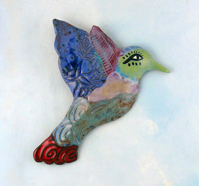 ceramic wall bird, Cathy Kiffney