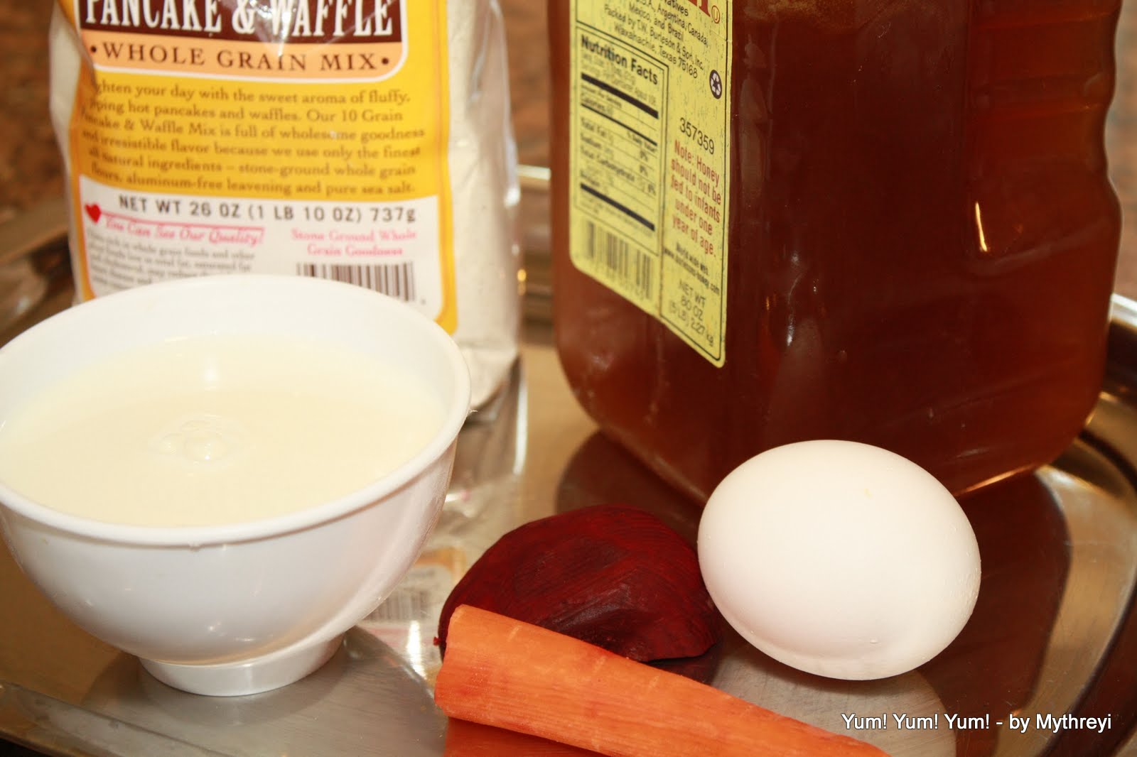 Yum! Yum! Yum! Pink Pancakes with Beets and Carrots ( No Sugar )
