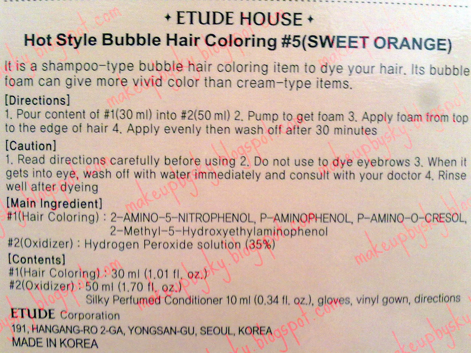 (SHMU) Sky's Hair and Makeup DIY Etude House Bubble Hair Coloring in Sweet Orange