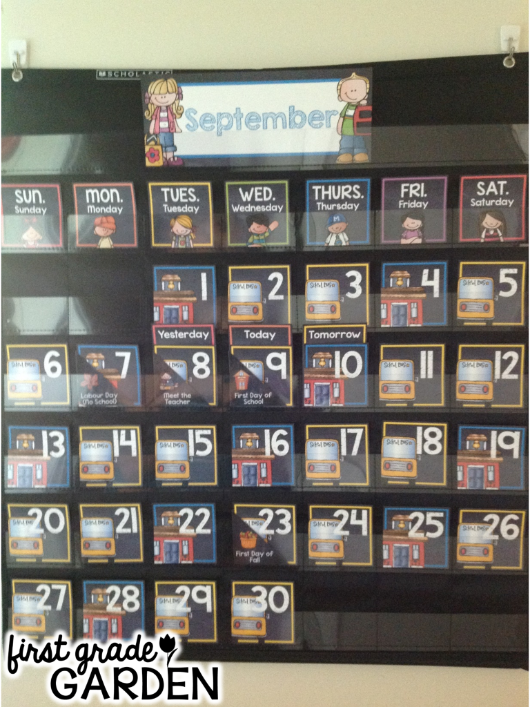 Black Calendar Pocket Chart