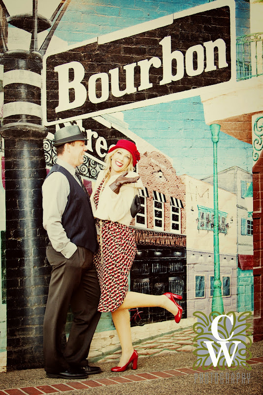 engagement portrait vintage downtown fullerton