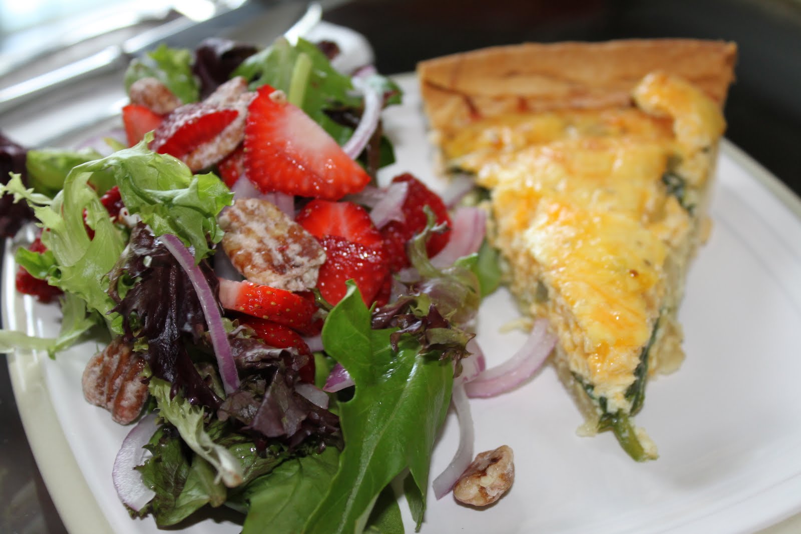 Tizzi Lish Vegetable Quiche and Spring Strawberry Salad