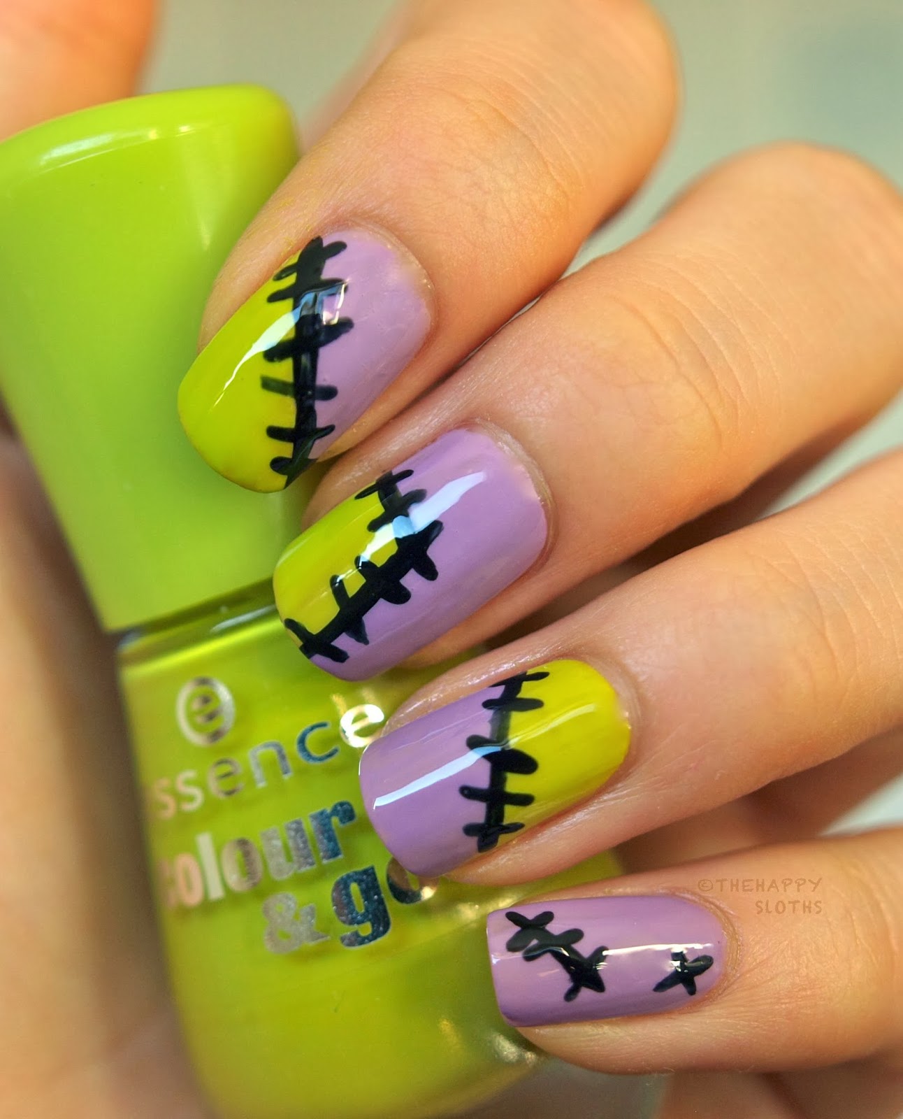 All Patched Up Halloween Nail Art Design The Happy Sloths Beauty