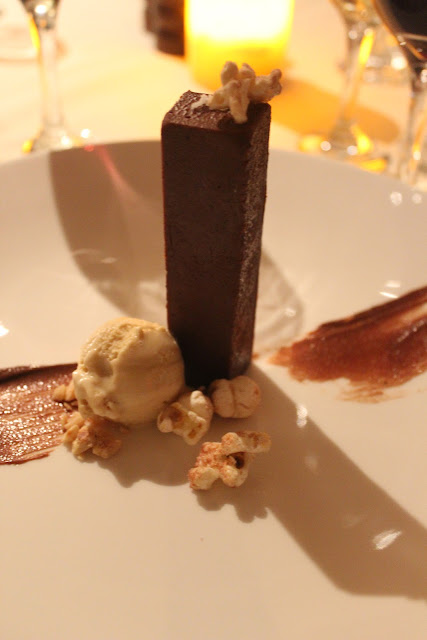 Taza hazelnut pate, malted popcorn, Ovaltine ice cream, "Nutella" at Harvest, Cambridge, Mass.