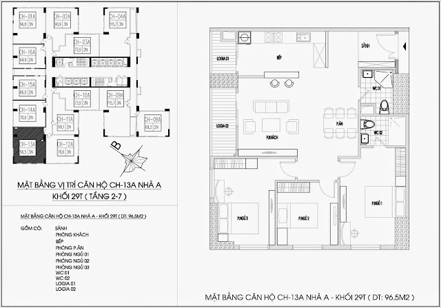 Mặt bằng căn hộ tòa A - 29 tầng, chung cư Imperia Garden Mặt bằng căn hộ tòa A - 29 tầng, chung cư Imperia Garden