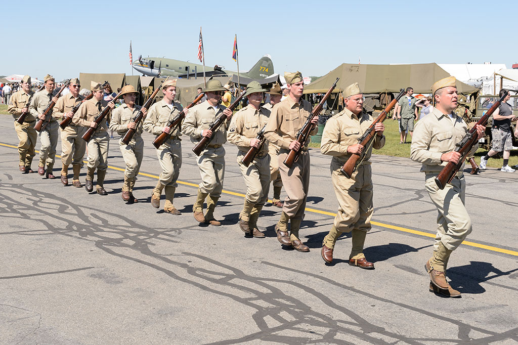 Reenactors Marching at WWII Weekend