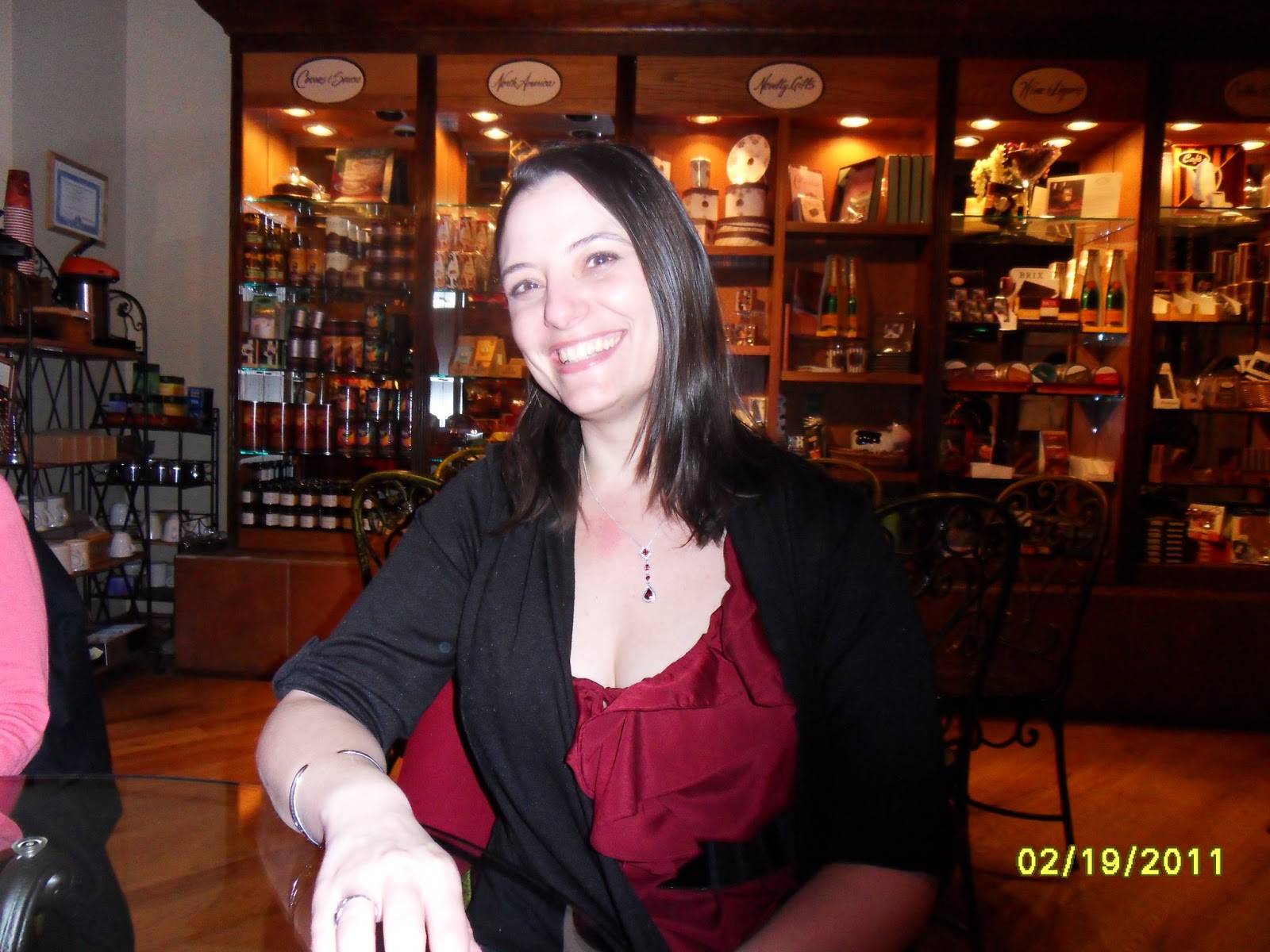 picture of author Rebecca L. Frencl smiling face woman dining out with friends
