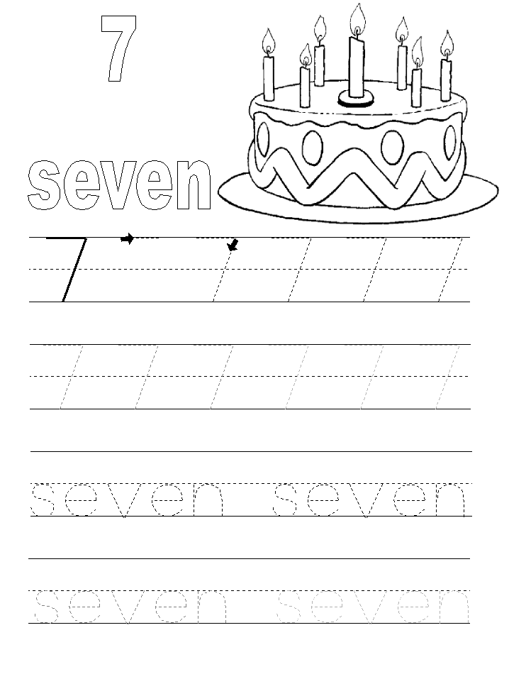 Fichas de inglés Ficha Numbers 12 Number seven worksheets