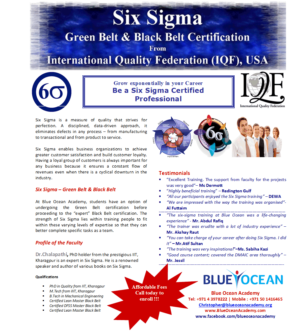six sigma certification dubai uae six sigma certification