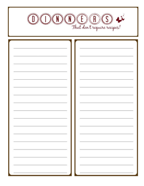 make your own cookbook template