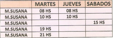 HORARIOS 2017 - NUESTRAS SESIONES DURAN 90 MINUTOS