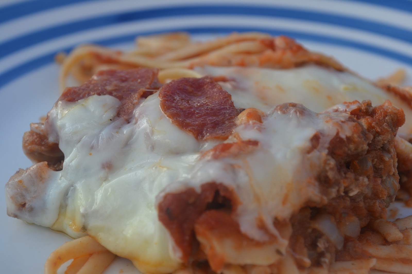 Pepperoni Pizza Spaghetti Casserole