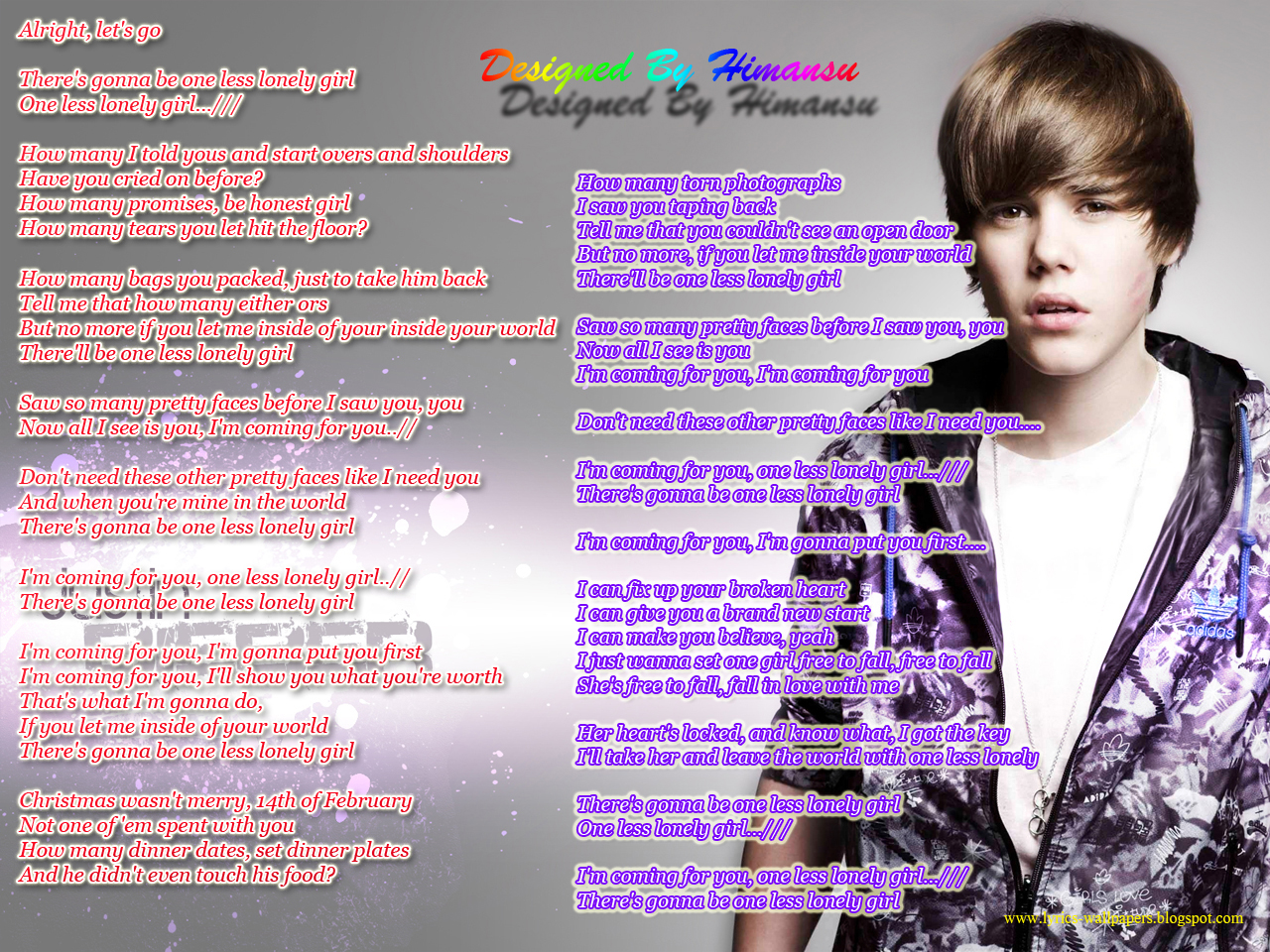 One less lonely girl-Justin Bieber with lyrics 