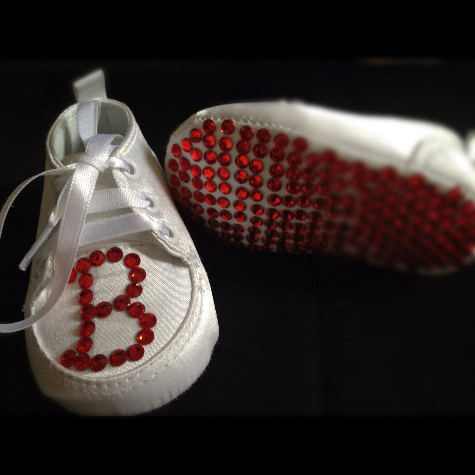 Nazla’s corner Monogram Baby Rhinestone Shoes