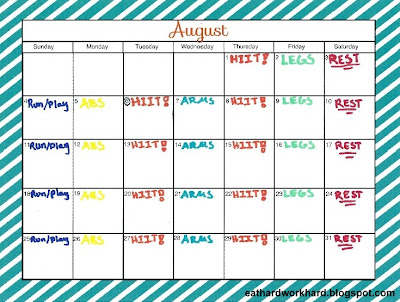 Free August Workout Calendar | Eat Hard Work Hard