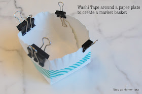 washi tape to hold together a paper plate basket